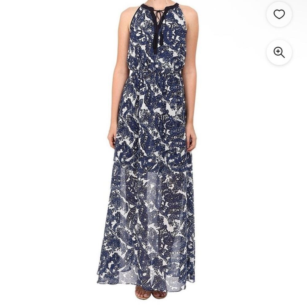 Vince Camuto Navy and White Maxi Dress Size 10